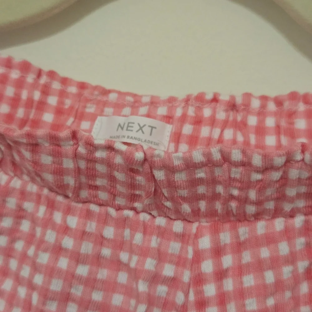 Next Pink White Gingham Seersucker Shorts Elastic Waist Cotton Girls 9 Years